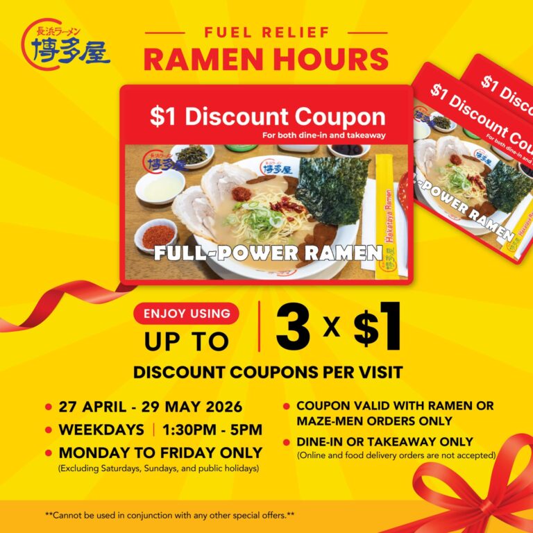 FUEL RELIEF RAMEN HOURS　                          Grab your favourite ramen and save up to $3 every visit!